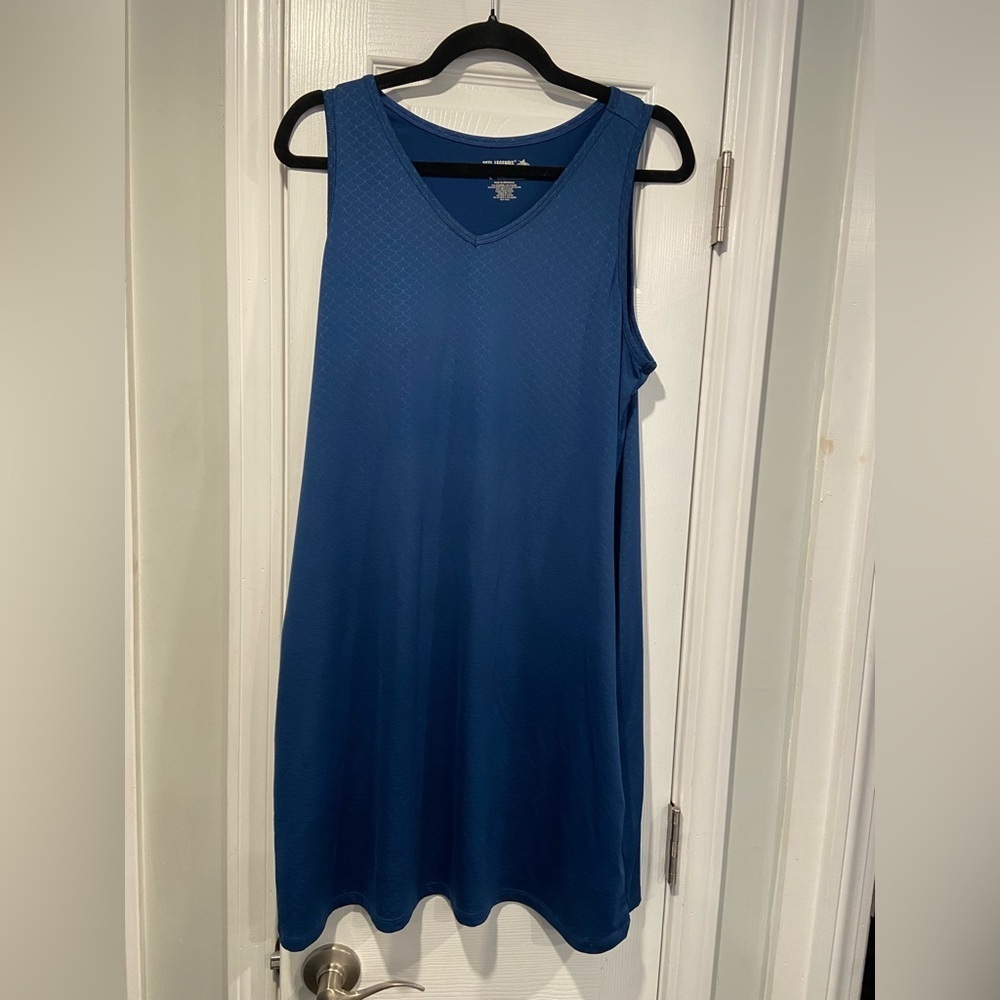 Reel Legends Size L Blue Wave Pattern Tank Mini Dress Pockets Fishing Coverup